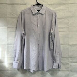 Nautica Regular Fit White Blue Polka Dot Long Sleeve Button Down Shirt Size L